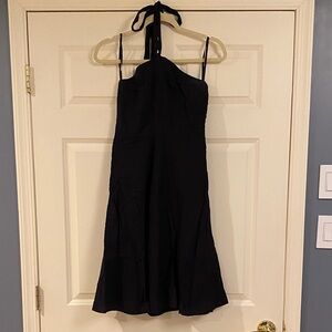 J. Crew Navy Blue Halter Tie Midi Dress